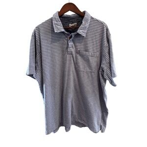 Duluth Trading Co Men's 2XL Relaxed Fit Blue Striped Pocket Polo Shirt